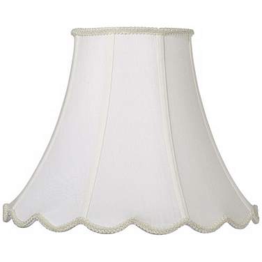 White Faux Silk Scallop Bell Lamp Shade 6x14x11.5 (Spider)
