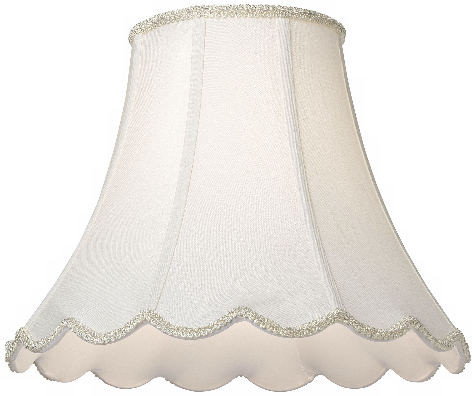 White Faux Silk Scallop Bell Lamp Shade 8.5x18x14 (Spider