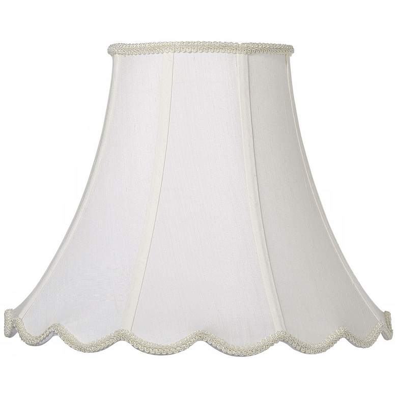Image 1 White Faux Silk Scallop Bell Shade 7.5x16x12.75 (Spider)