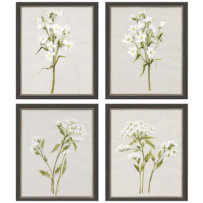 Image 1 White Field Flowers 18"W x 22"H Framed Art Set of 4