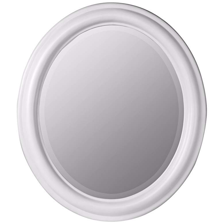 Image 1 White Finish 26 inch x 30 inch Simple Oval Wall Mirror