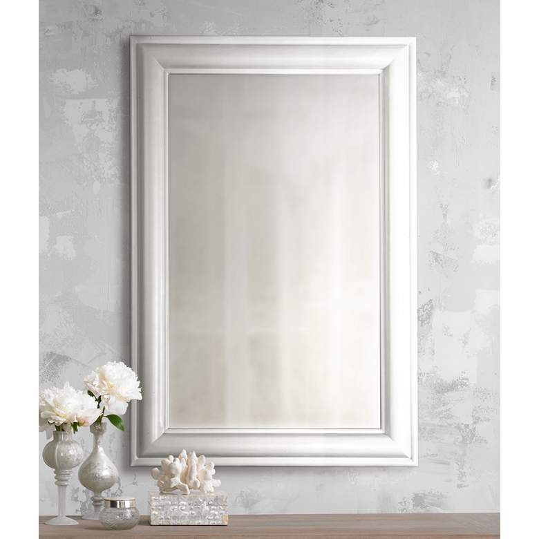 Image 1 White Finish Simple Rectangular 36 inch High Wall Mirror
