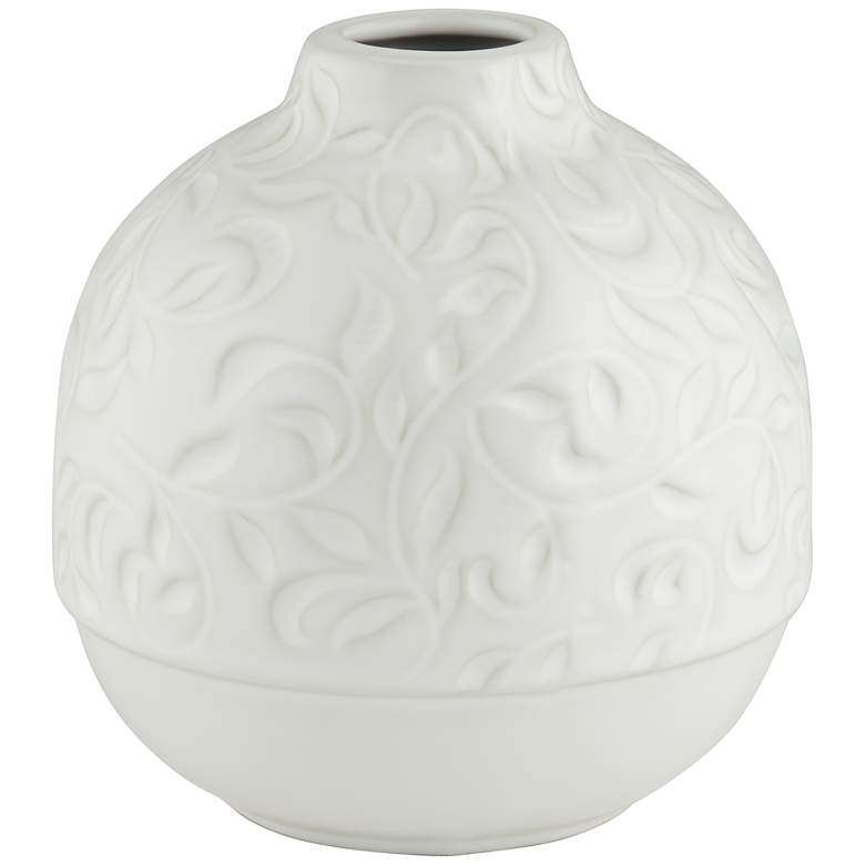 White Floral Pattern 5 3/4 inch High Decorative Vase