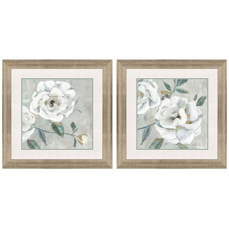 Image 1 White Florals 29"W x 29"H Framed Art Set of 2