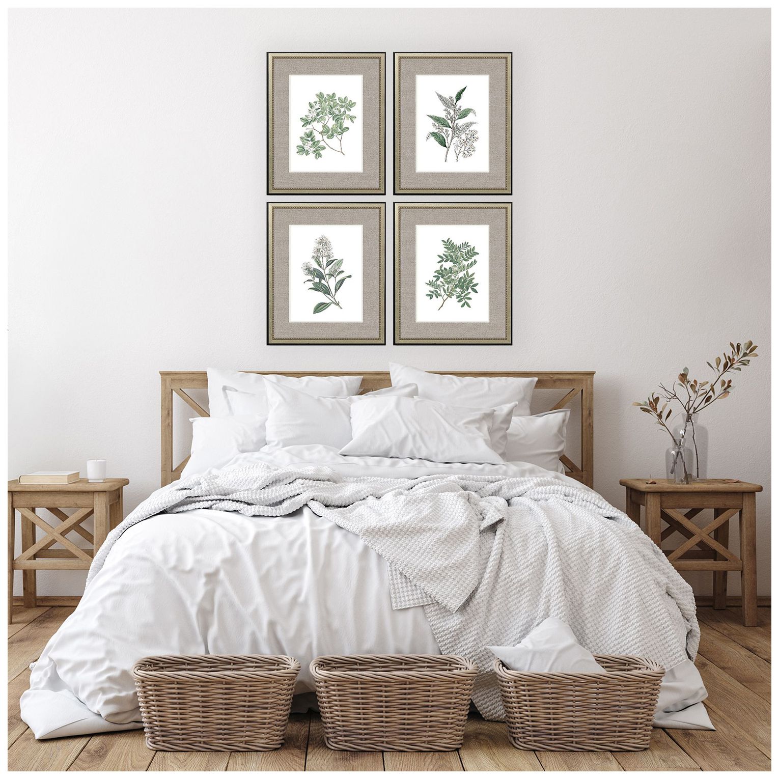 Image 4 White Flowers 20"W x 24"H Framed Art Set of 4 more views
