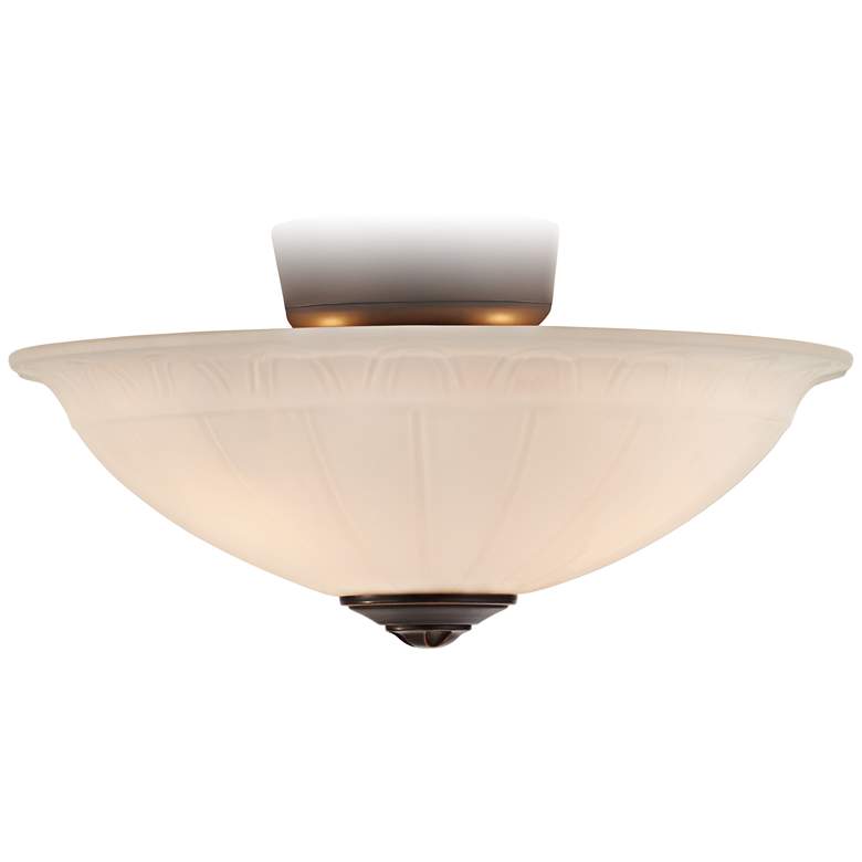 Image 1 White Fluted Bowl and Bronze LED Ceiling Fan Light Kit