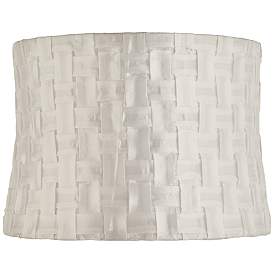 Image1 of White Folded Weave Drum Lamp Shade 13x14x10 (Washer)