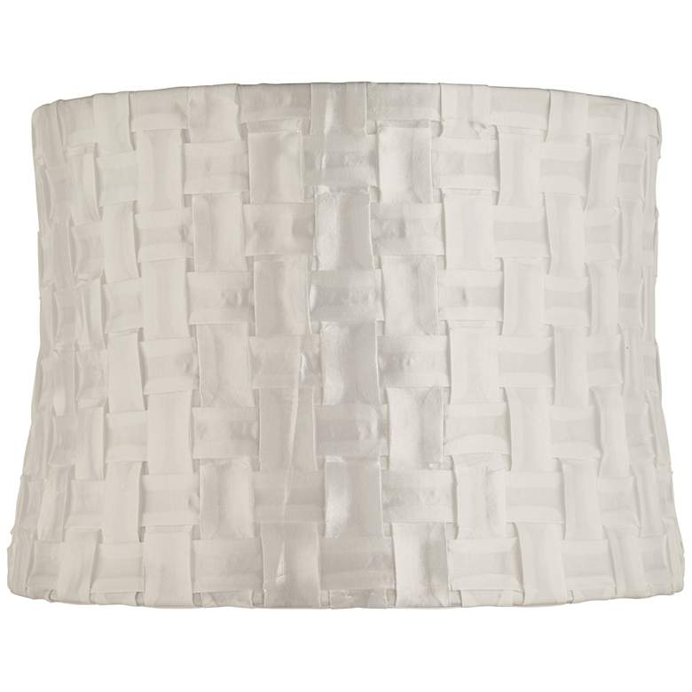 Image 1 White Folded Weave Drum Lamp Shade 13x14x10 (Washer)