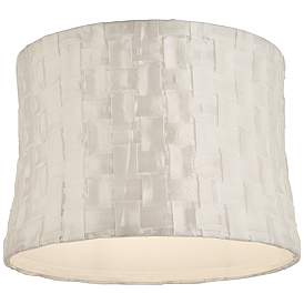 Image3 of White Folded Weave Drum Lamp Shade 13x14x10 (Washer) more views