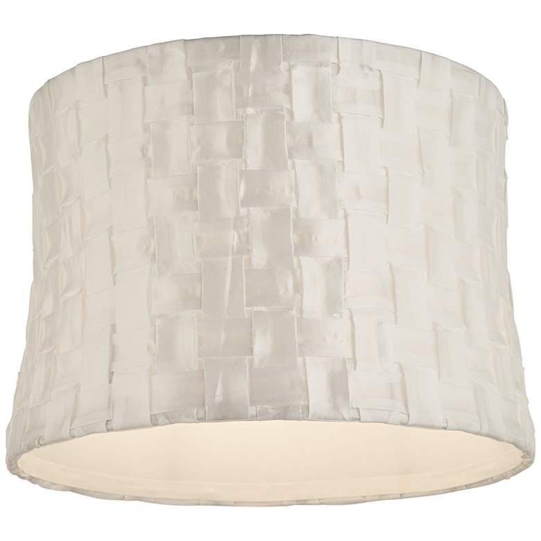 Image 3 White Folded Weave Drum Lamp Shade 13x14x10 (Washer) more views