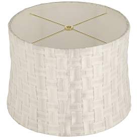 Image4 of White Folded Weave Drum Lamp Shade 13x14x10 (Washer) more views