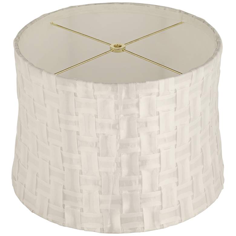 Image 4 White Folded Weave Drum Lamp Shade 13x14x10 (Washer) more views
