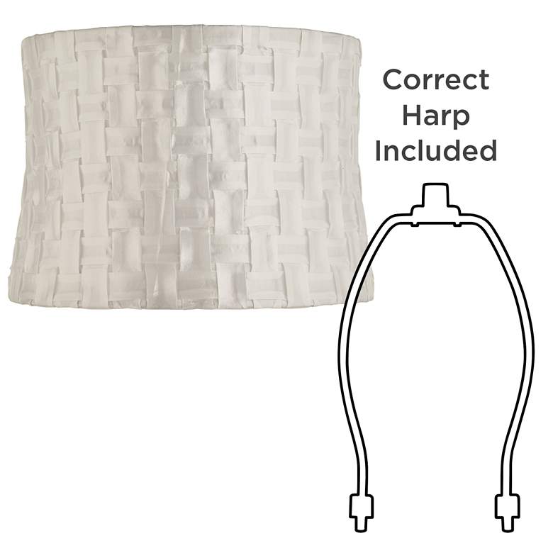 Image 6 White Folded Weave Drum Lamp Shade 13x14x10 (Washer) more views