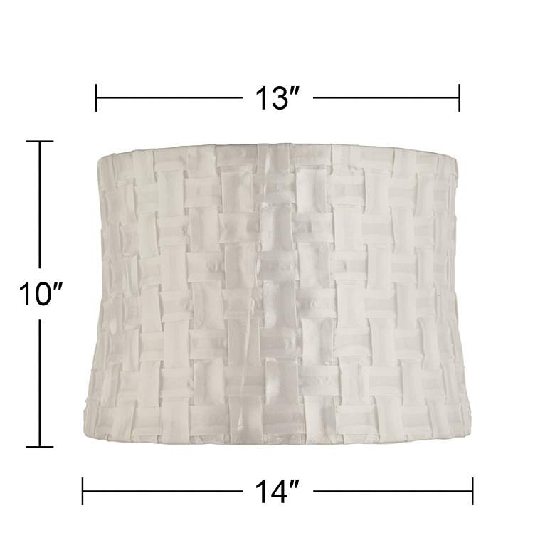 Image 7 White Folded Weave Drum Lamp Shade 13x14x10 (Washer) more views