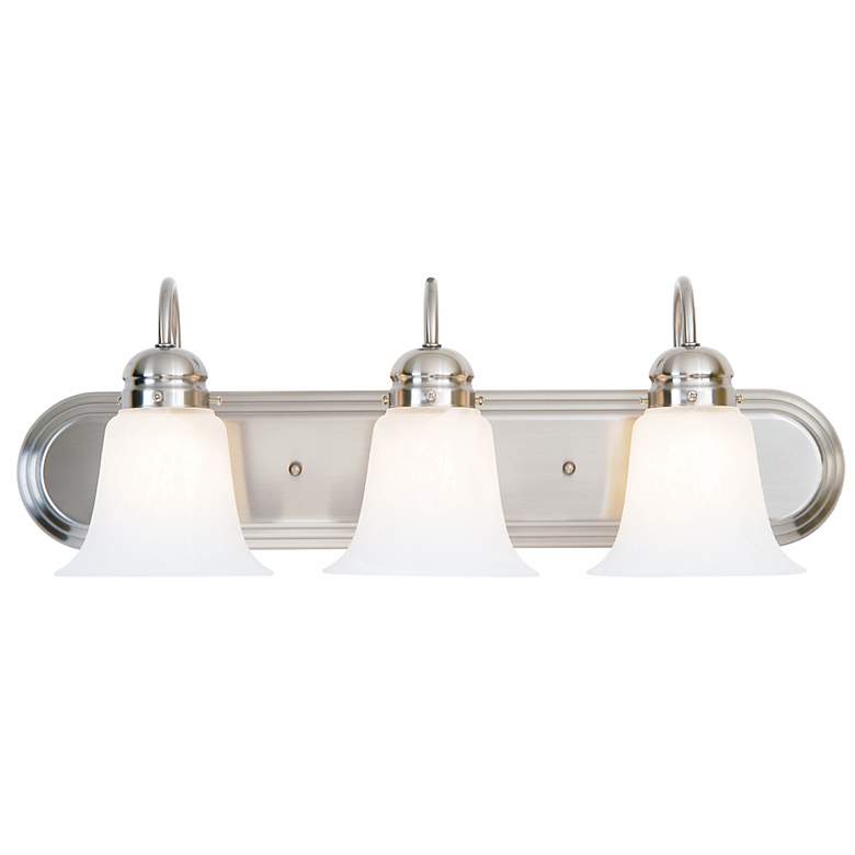 Image 1 White Frosted Glass 24 inch Wide Bathroom Light Fixture