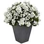 1_White Geranium 33" High Faux Plant in Slate Planter