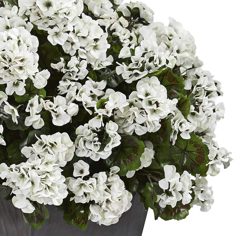 Image 2 White Geranium 33" High Faux Plant in Slate Planter more views