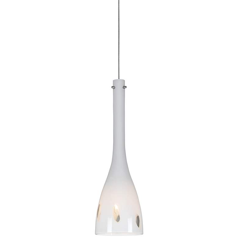 Image 2 White Glass 4 1/4 inchW Brushed Steel Low Voltage Mini Pendant