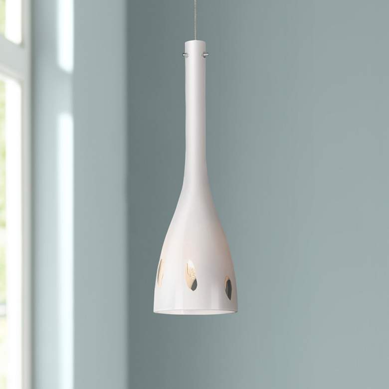 Image 1 White Glass 4 1/4"W Brushed Steel Low Voltage Mini Pendant