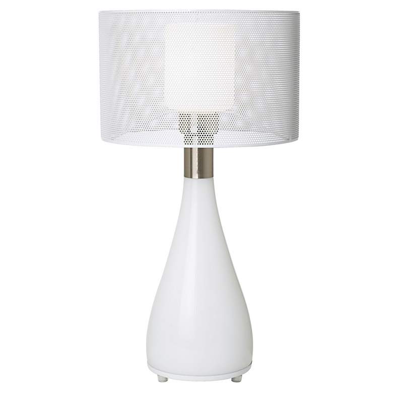 Image 1 White Glass and Mesh Table Lamp