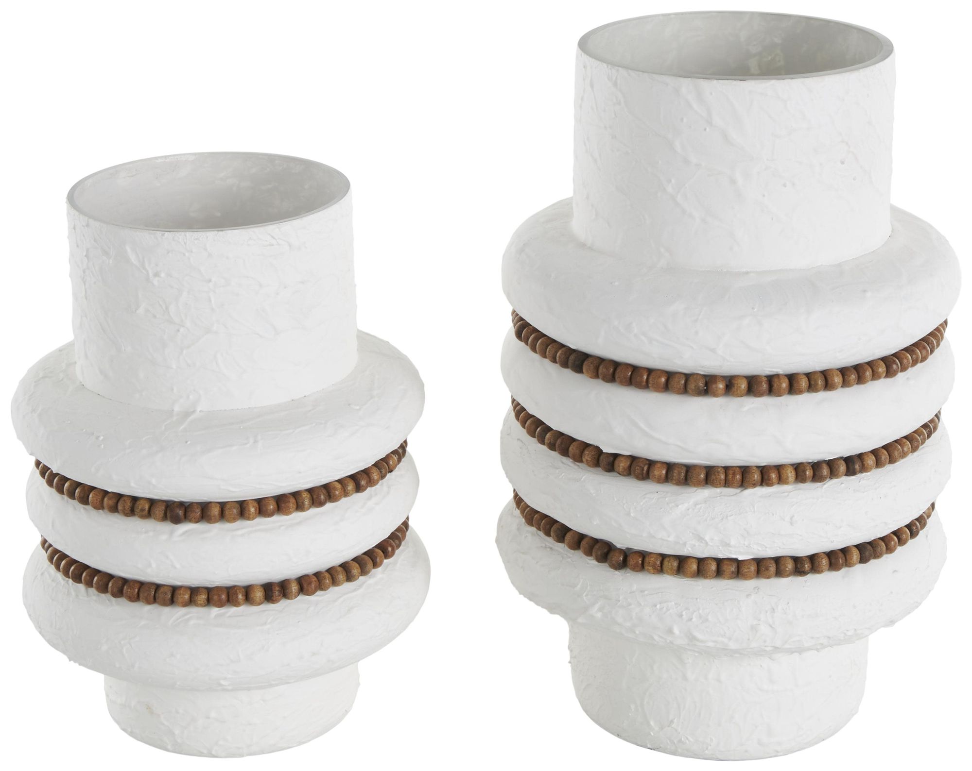 Image 2 White Glass Bohemian Vase, S/2 12", 10"H