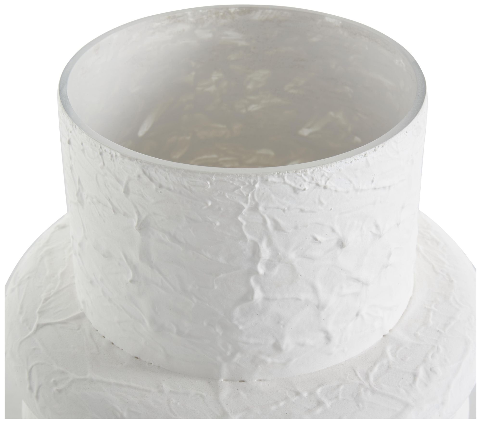 Image 3 White Glass Bohemian Vase, S/2 12", 10"H more views