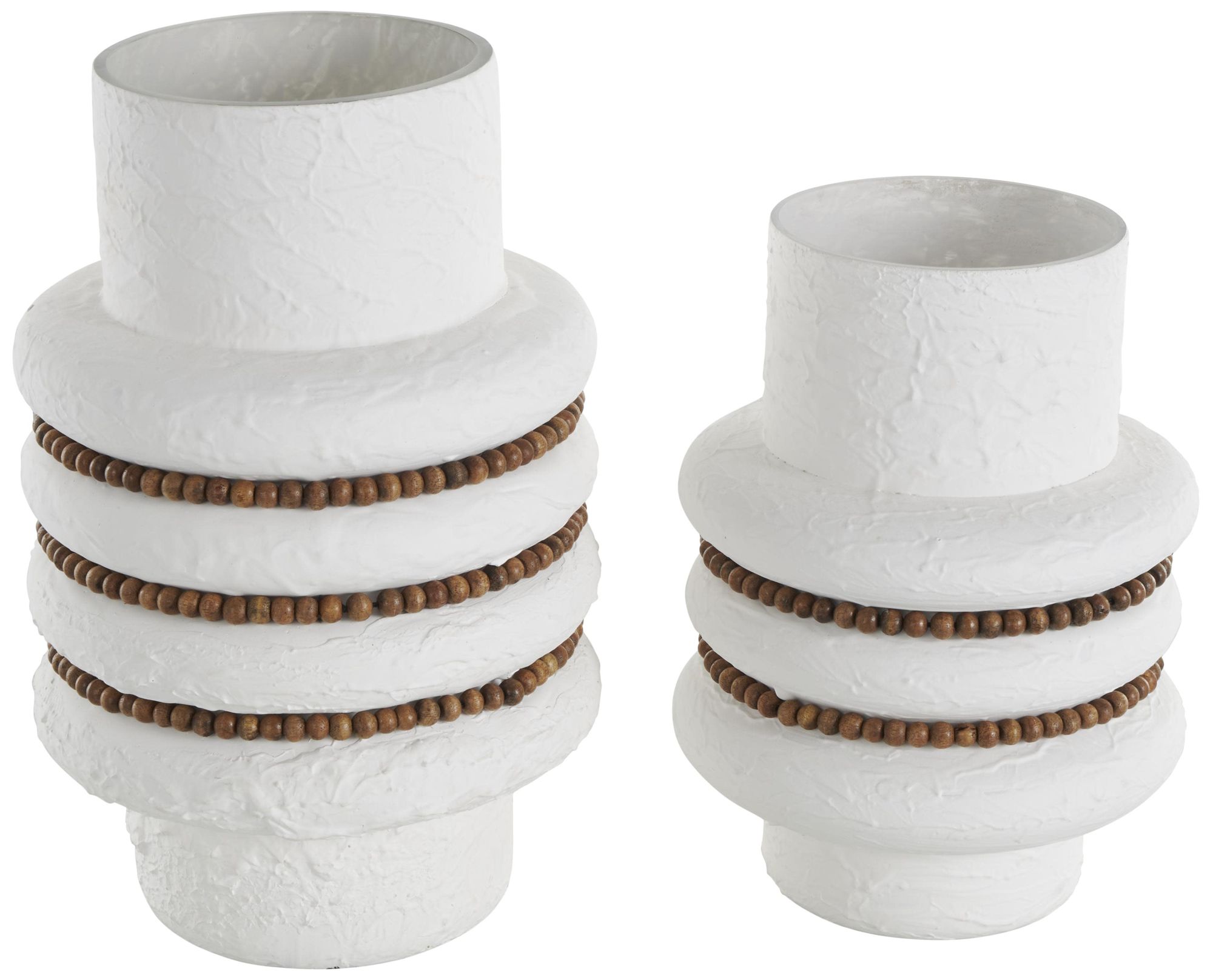 Image 5 White Glass Bohemian Vase, S/2 12", 10"H more views