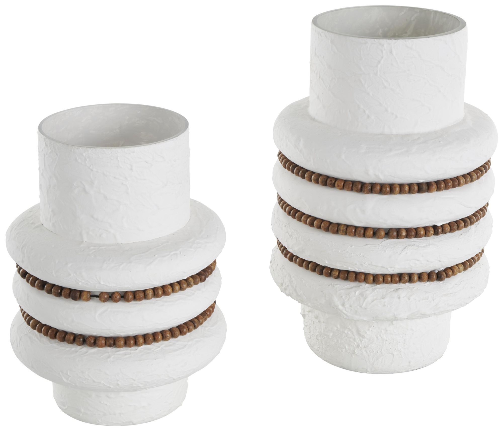 Image 6 White Glass Bohemian Vase, S/2 12", 10"H more views