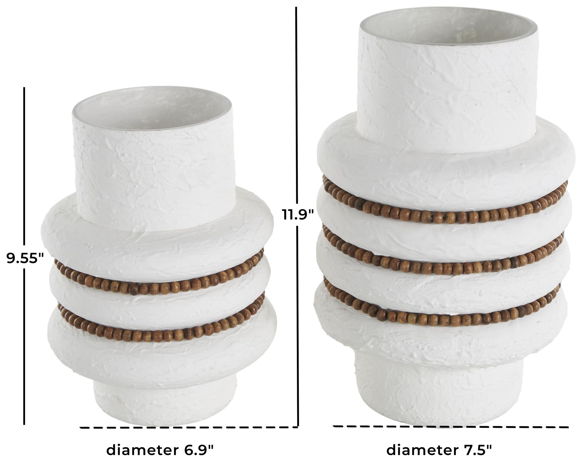 Image 7 White Glass Bohemian Vase, S/2 12", 10"H more views