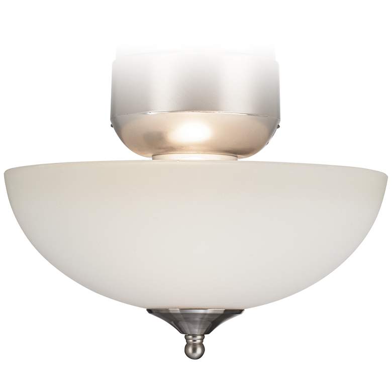 Image 1 White Glass Brushed Nickel CFL Ceiling Fan Light Kit