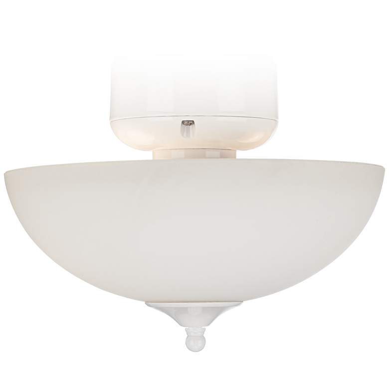 Image 1 White Glass CFL White Finish Ceiling Fan Light Kit