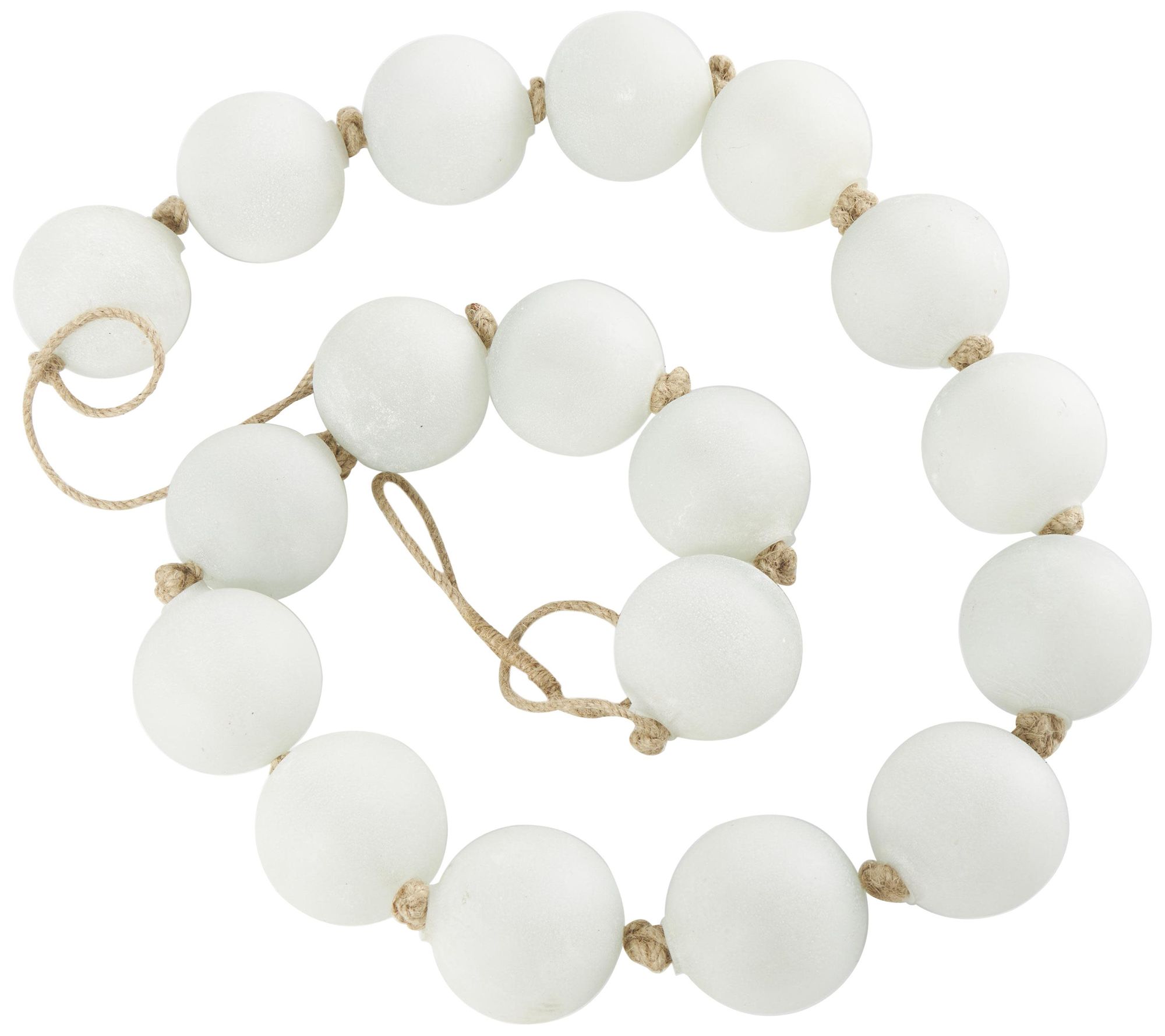 Image 4 White Glass Coastal Garland with Tassel, 91" x 3" x 3" more views