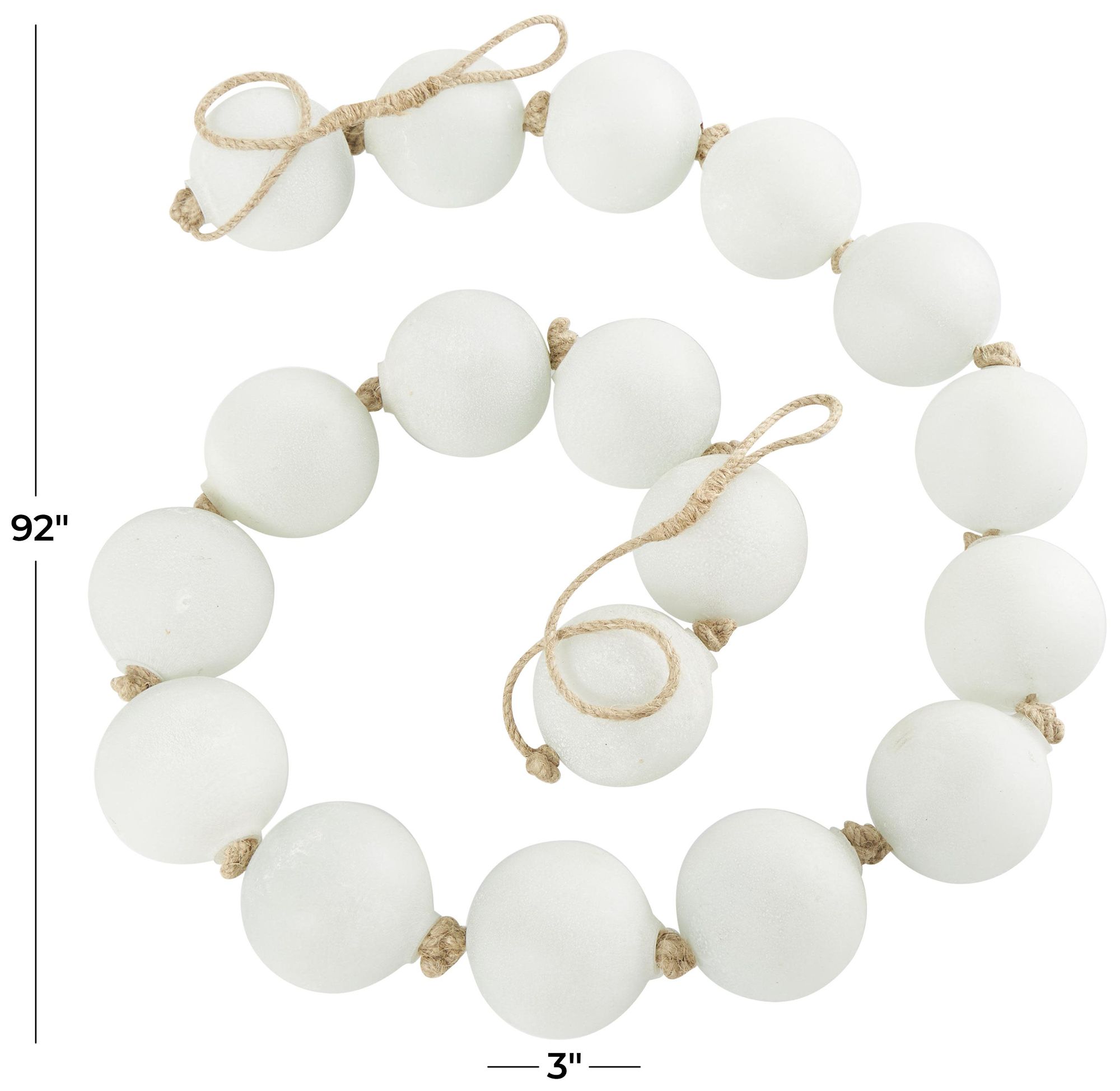 Image 6 White Glass Coastal Garland with Tassel, 91" x 3" x 3" more views