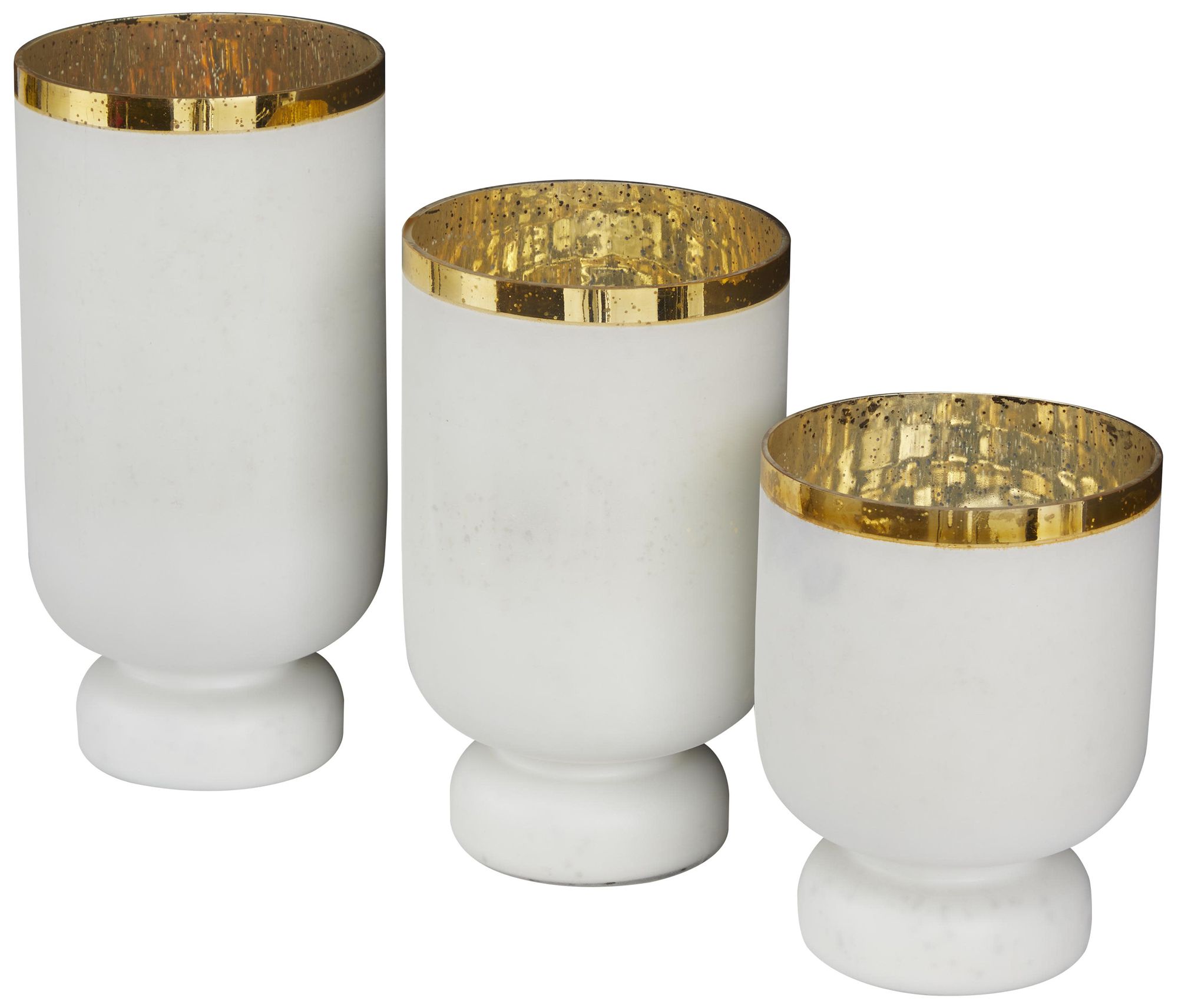 Image 6 White Glass Glam Hurricane Lamp, S/3 12" more views