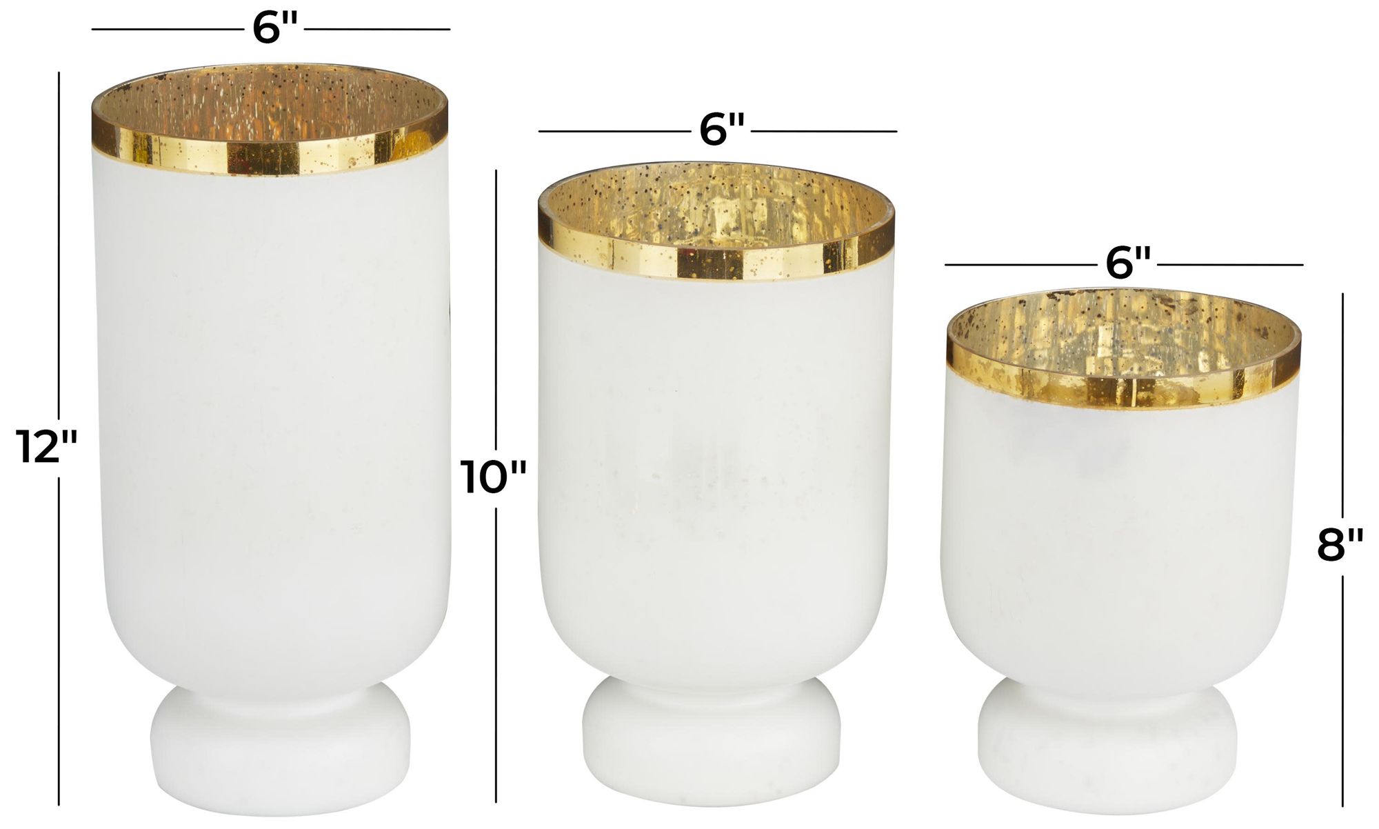 Image 7 White Glass Glam Hurricane Lamp, S/3 12" more views