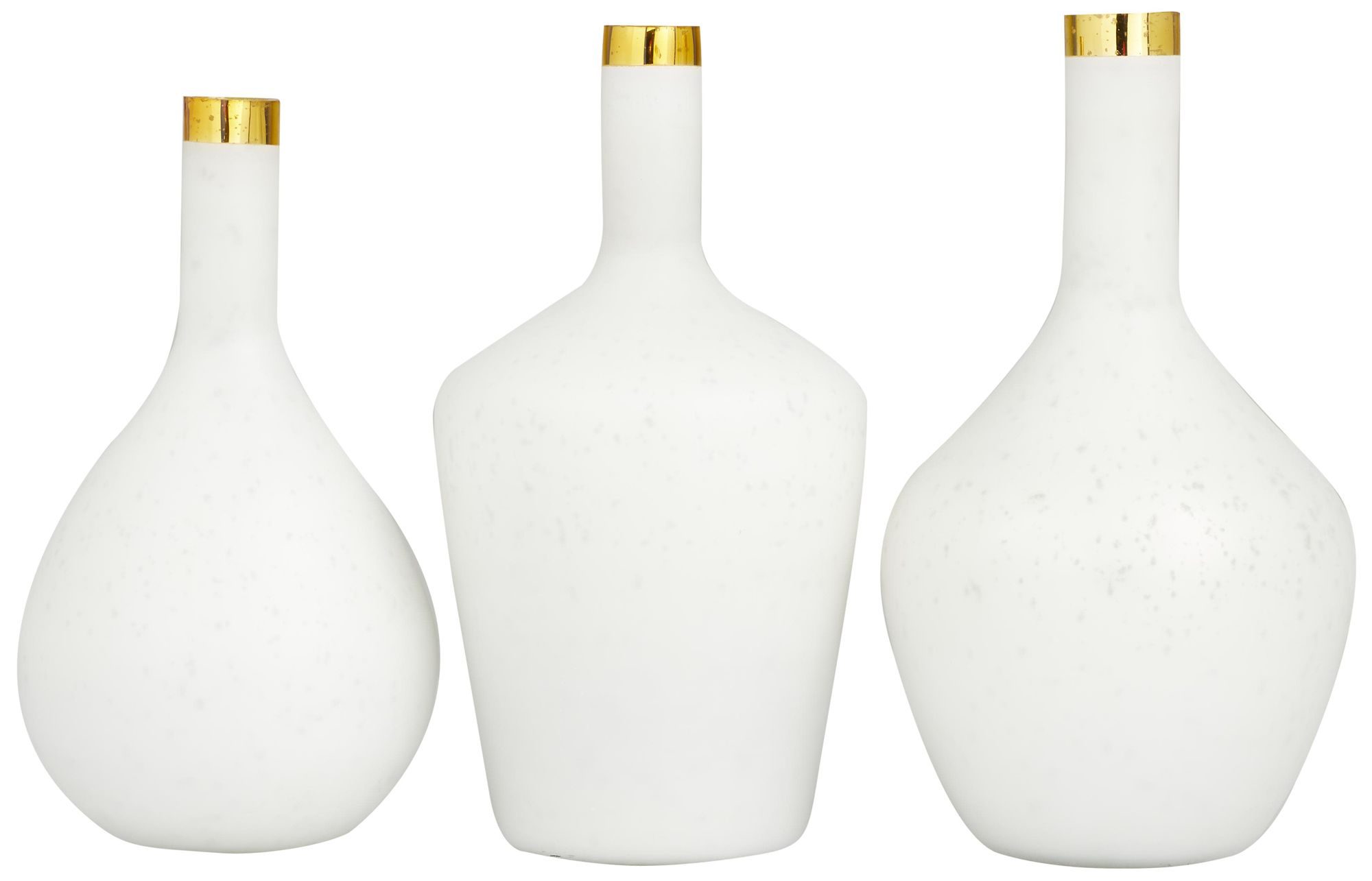 Image 2 White Glass Glam Vase, S/3 13", 14", 13"H