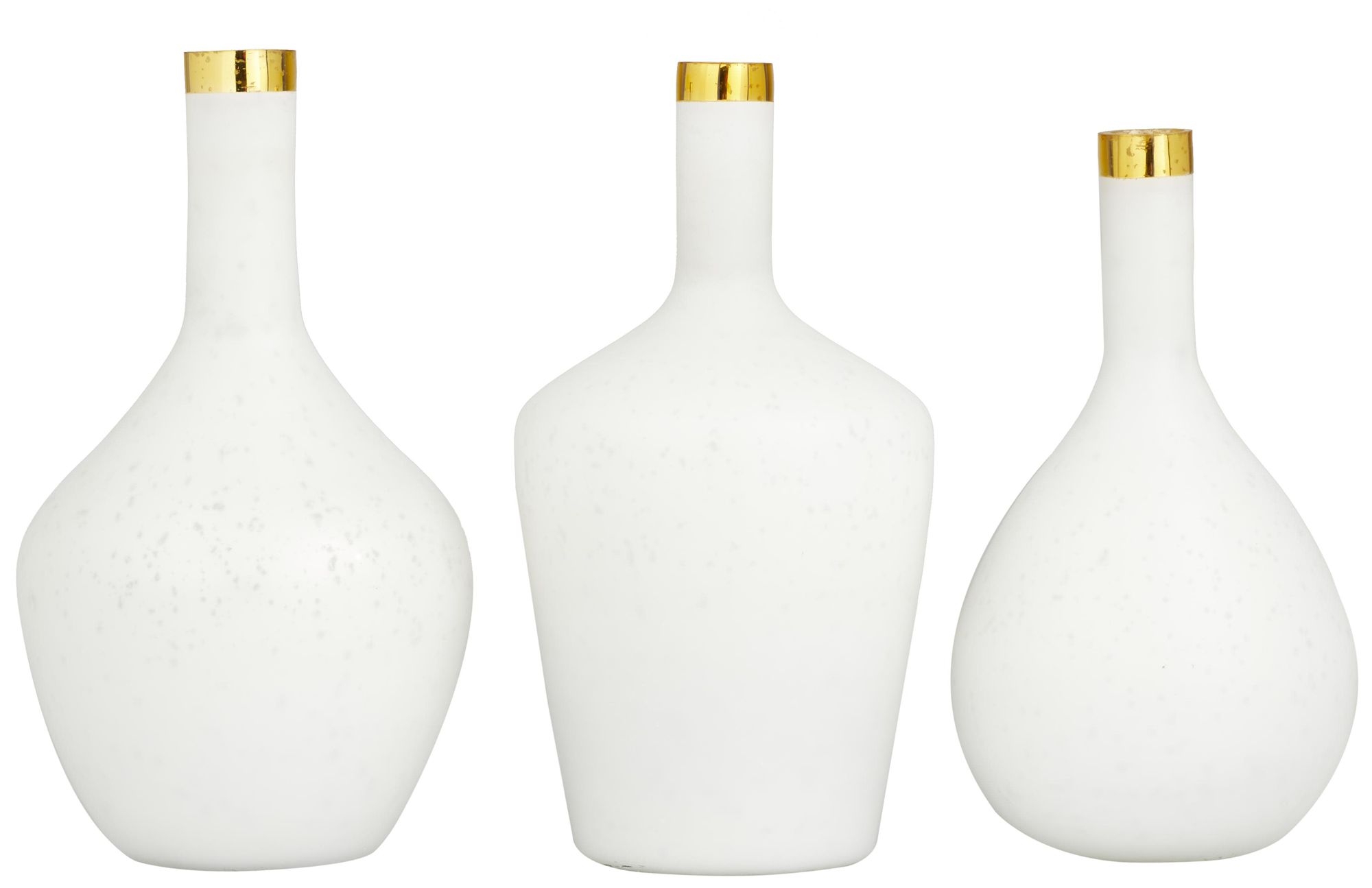 Image 5 White Glass Glam Vase, S/3 13", 14", 13"H more views