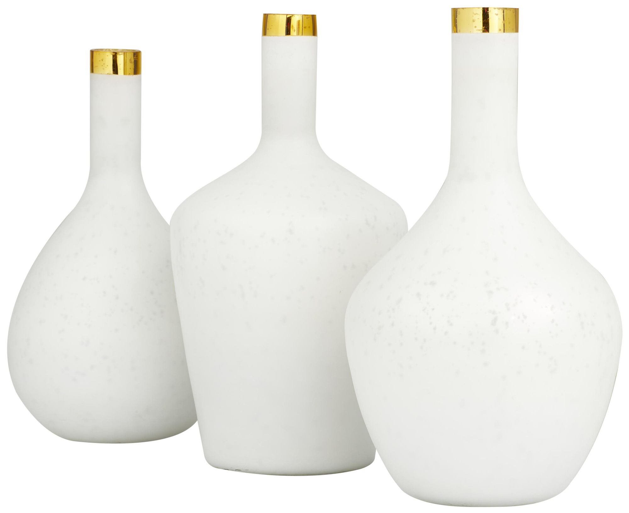 Image 6 White Glass Glam Vase, S/3 13", 14", 13"H more views