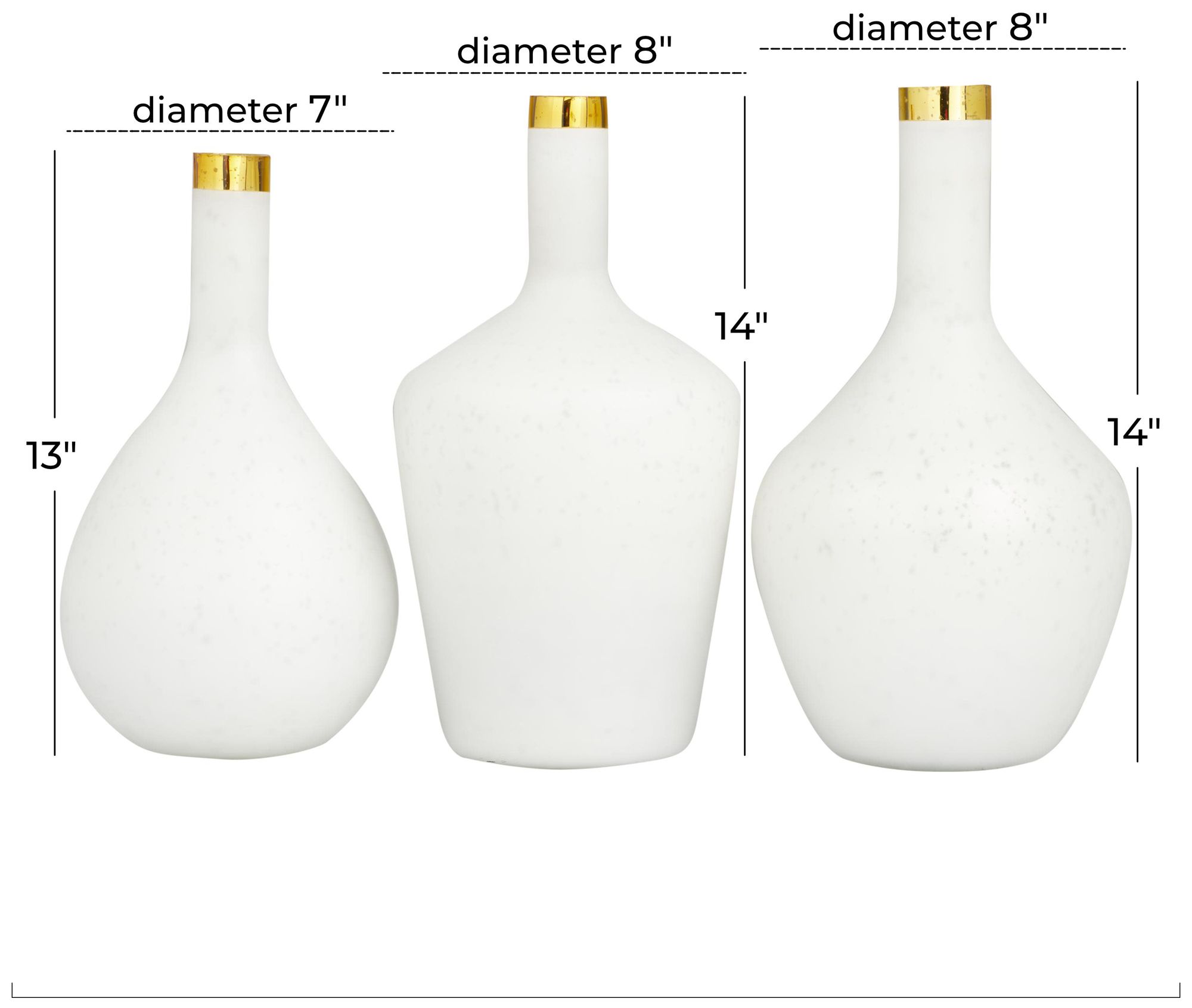 Image 7 White Glass Glam Vase, S/3 13", 14", 13"H more views