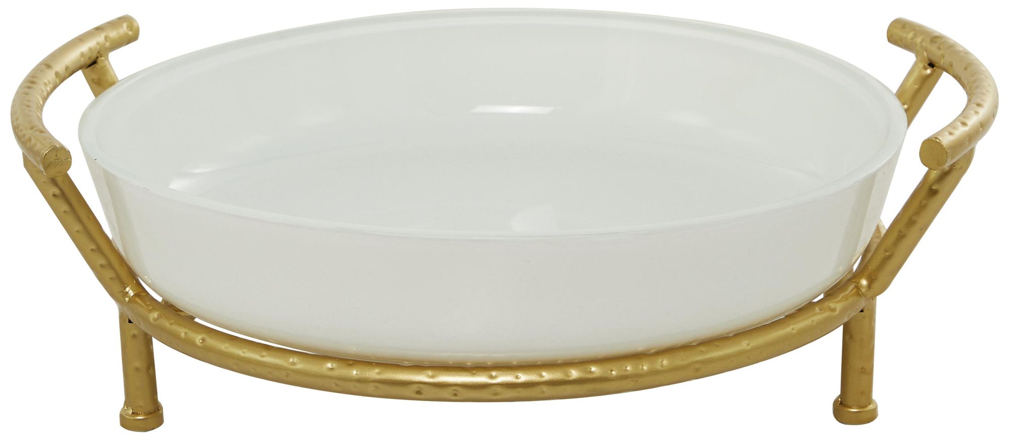 Image 2 White Glass Modern Serving Bowl, 19" x 16" x 6"