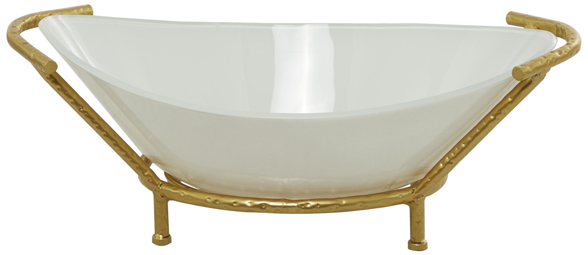 Image 2 White Glass Modern Serving Bowl, 25" x 14" x 9"
