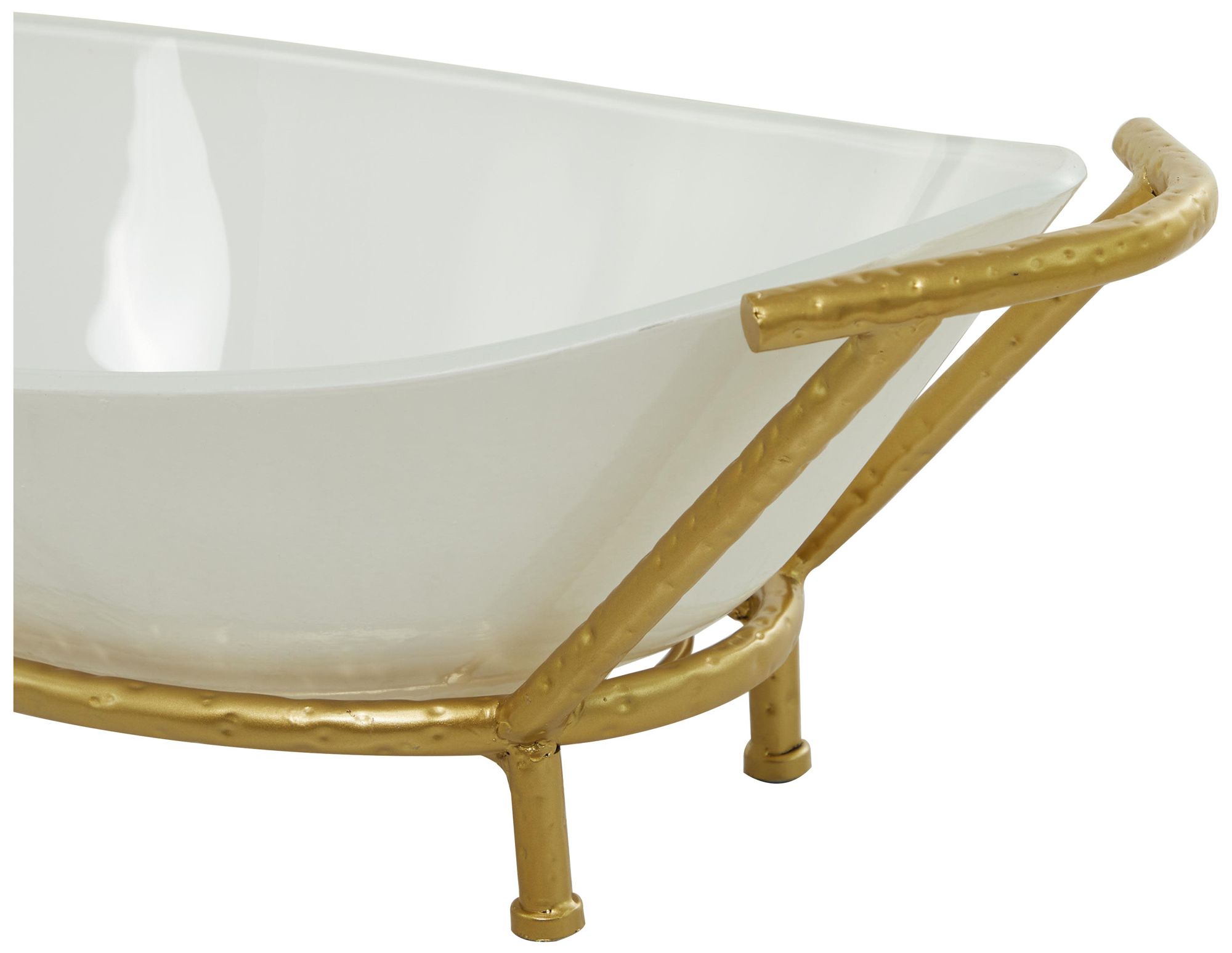 Image 3 White Glass Modern Serving Bowl, 25" x 14" x 9" more views