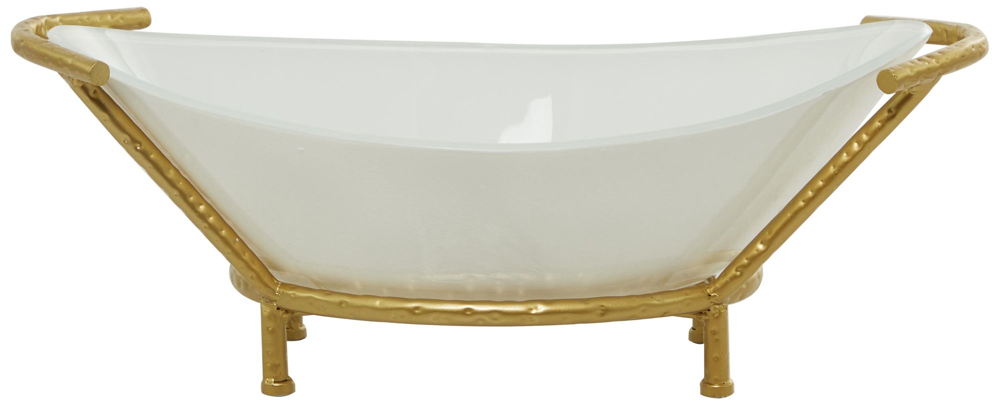 Image 4 White Glass Modern Serving Bowl, 25" x 14" x 9" more views