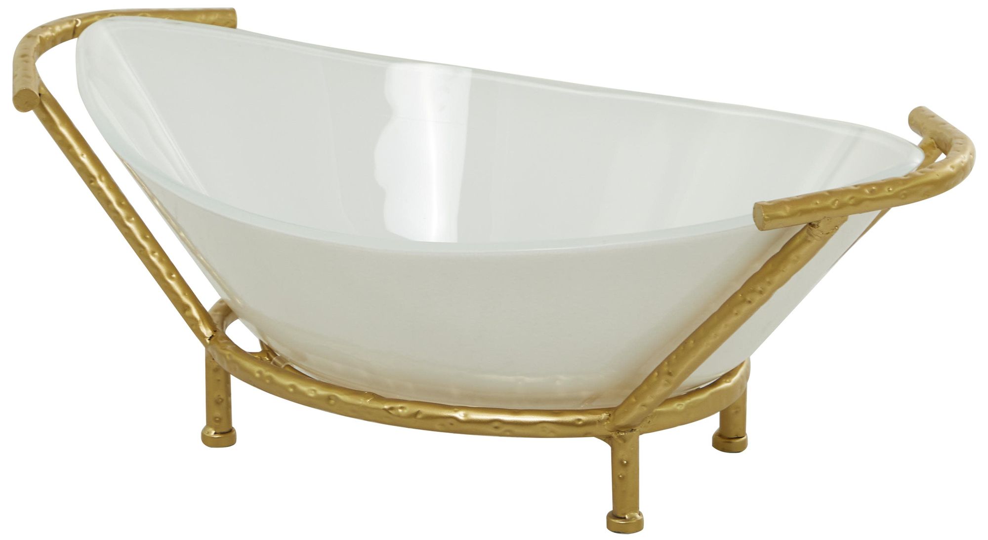 Image 5 White Glass Modern Serving Bowl, 25" x 14" x 9" more views