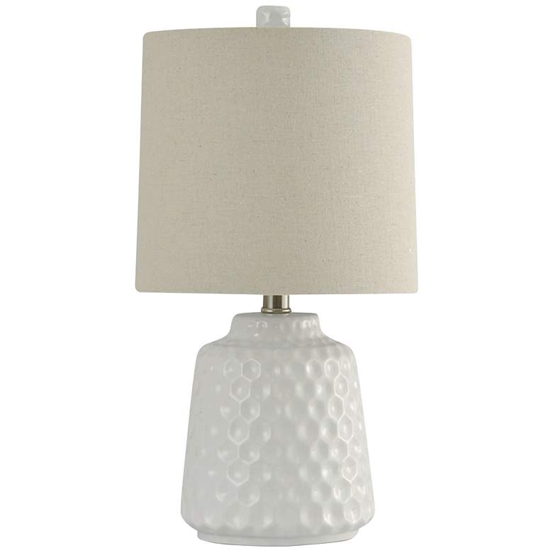 Image 1 White Glaze - Dimpled Ceramic Body Accent Lamp