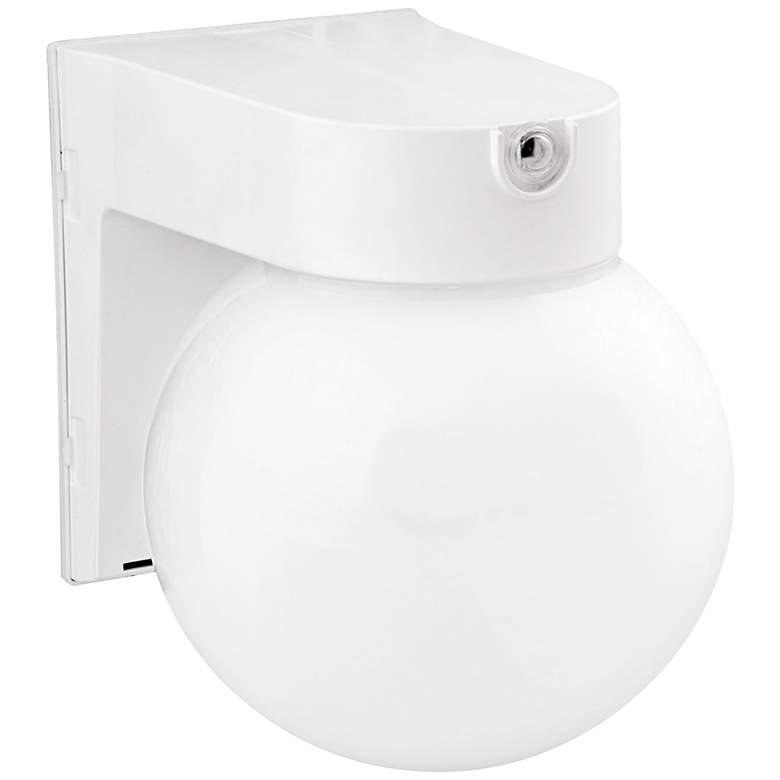 Image 1 White Globe 7 1/4" High LED Outdoor Wall Light