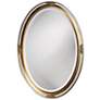 White Gold Leaf 22" x 32" Oval Cameo-Esque Wall Mirror