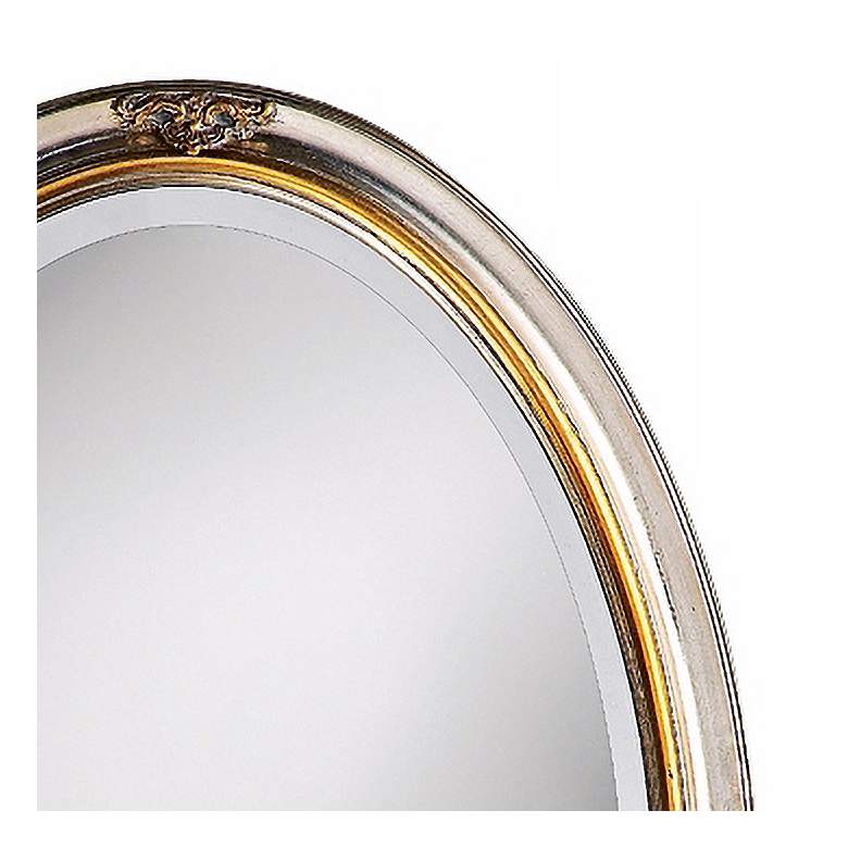 Image 2 White Gold Leaf 22" x 32" Oval Cameo-Esque Wall Mirror more views
