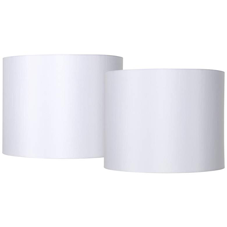 Image 1 White Hardback Drum Lamp Shade 14x14x11 (Spider) Set of 2