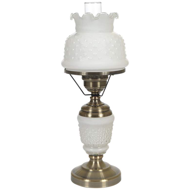 Image 1 White Hobnail Glass 22 inch High Hurricane Table Lamp